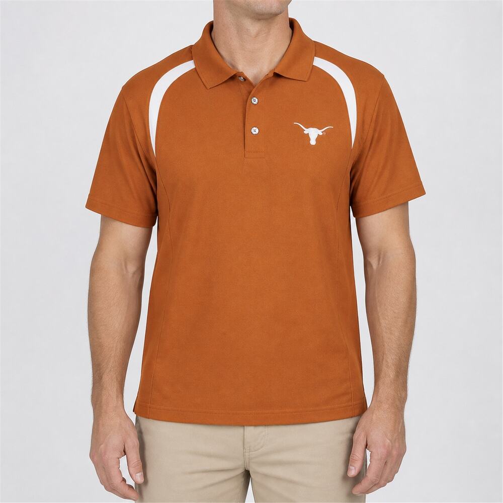 Texas Longhorns Polo Shirt Mens Large Orange Short Sleeve Knights Apparel